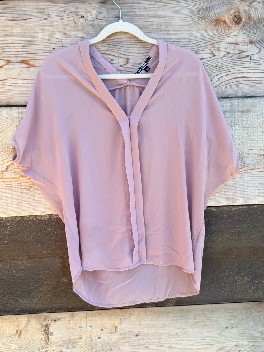 NWOT Lovestitch sheer V-Neck Dolman Blouse - Dusty Pink